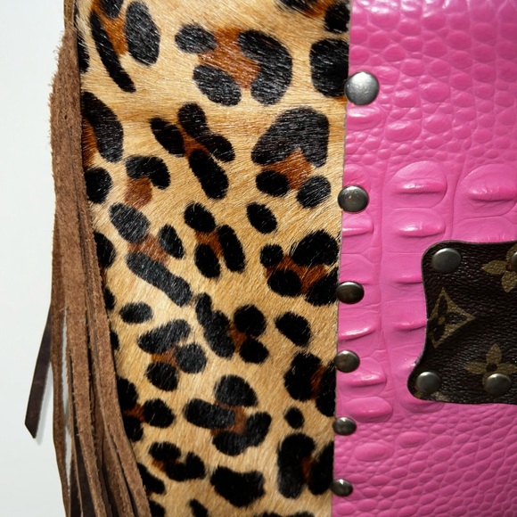 Leather and animal skin Up-cycled LV Bag - Picture 4 of 11